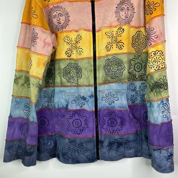 Rising International Multi Color Nepal Full Zip Hooded Sweatshirt 1X - Picture 3 of 8